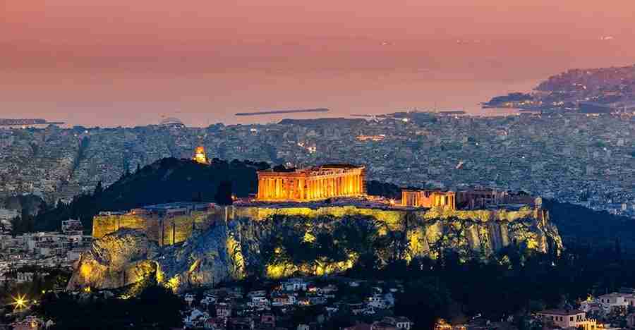 The beautiful Acropolis at night Athens, Greece